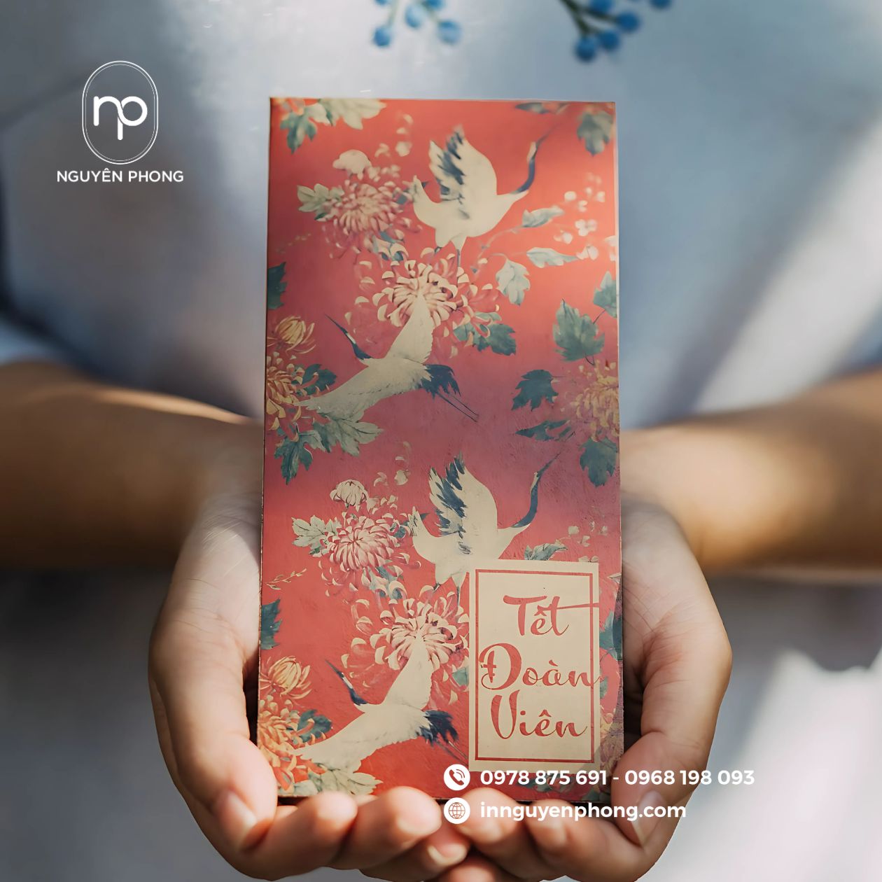 Mẫu lì xì in hình con hạc truyền thống